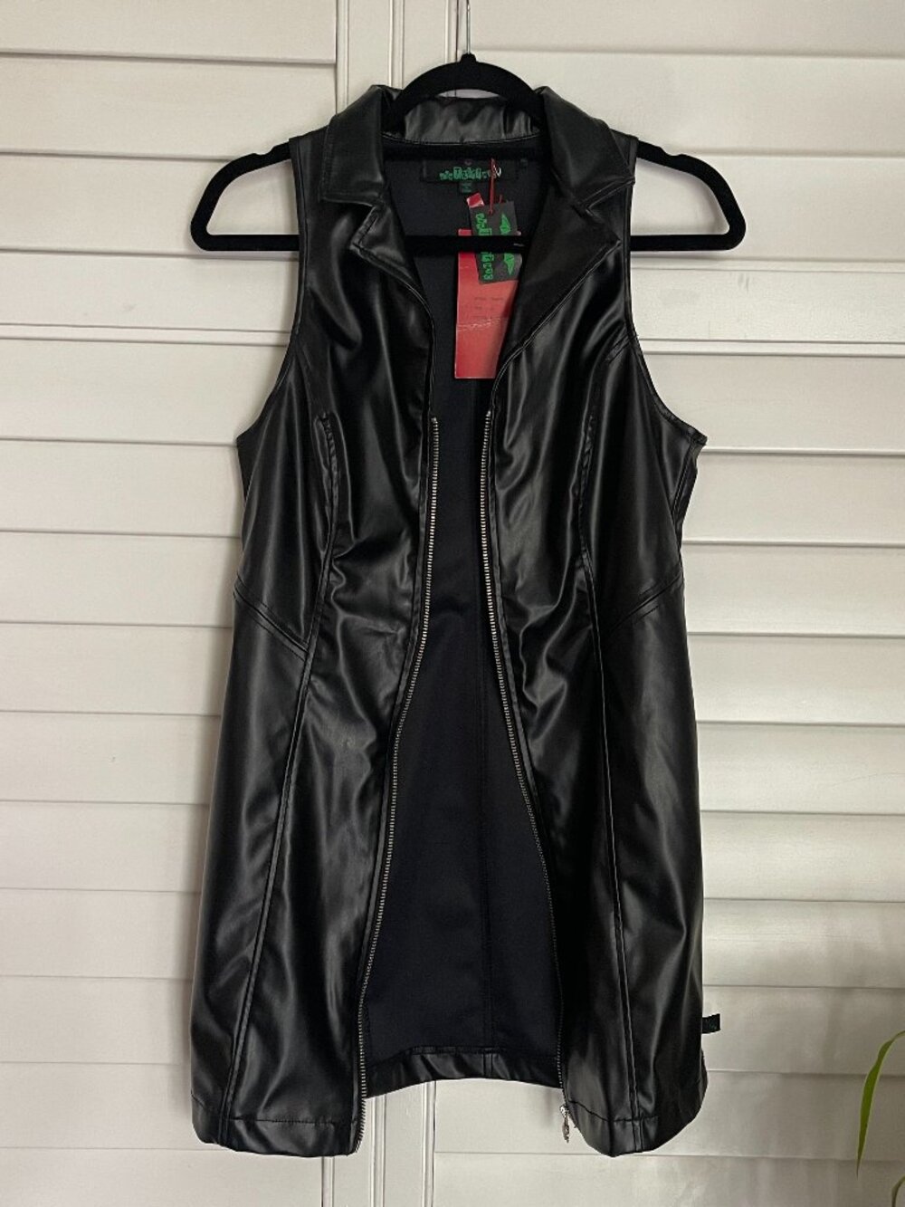 *NWT VTG* Tripp NYC Faux Leather Zip Front Mini Dress Size Medium - Picture 3 of 9